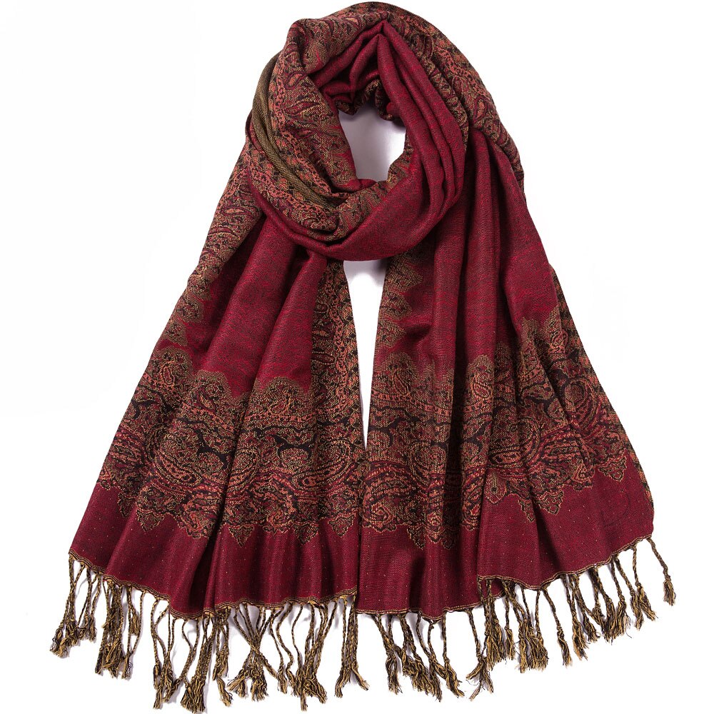 Paisley pashmina silke bomuld blandet luksus tørklæde sjal cap stjal jacquard hoved tørklæder kvast lang stor tynd klassisk