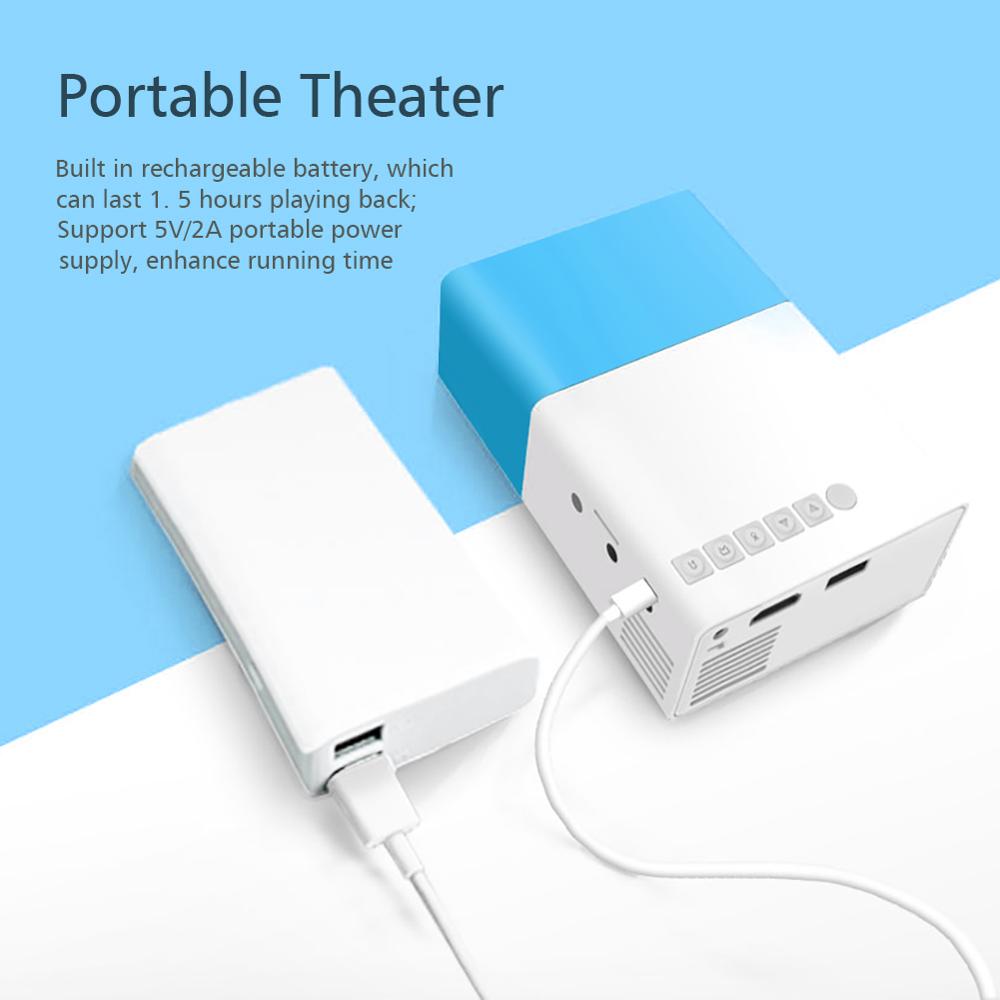 UK Plug Blue YG300 Home Mini Mini Projector LED Entertainment Portable 1080 HD Projector