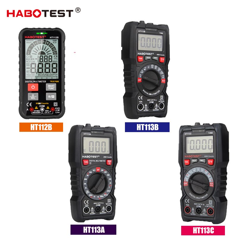 Digital-Multimeter Tester Professionelle Auto Range Batterie Test Smart Mini Multi Meter Kapazität Amp NCV Voltmeter HT112B