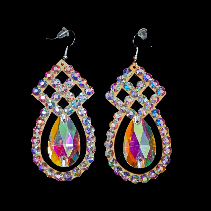 Brinco de dança do ventre feminino, acessórios de joias gitanas, fantasia de dançarina, brilho, strass, lados duplos, 2 pares/p: CINZA