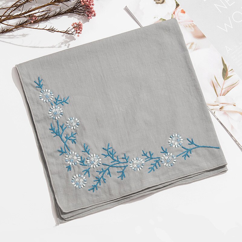 Handkerchief Embroidery Kit Needlework Flower Cross Stitch Set DIY Handwork Swing Handmade Craft Unfinished: 2