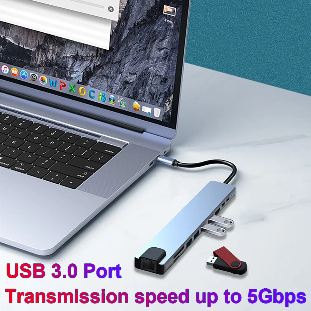10-in-1 USB C Docking Station USB C HUB Type C to 4K HDMI Adapter USB C Splitter PD/RJ45/USB 3.0 5Gbps/SD/TF For Laptop Macbook