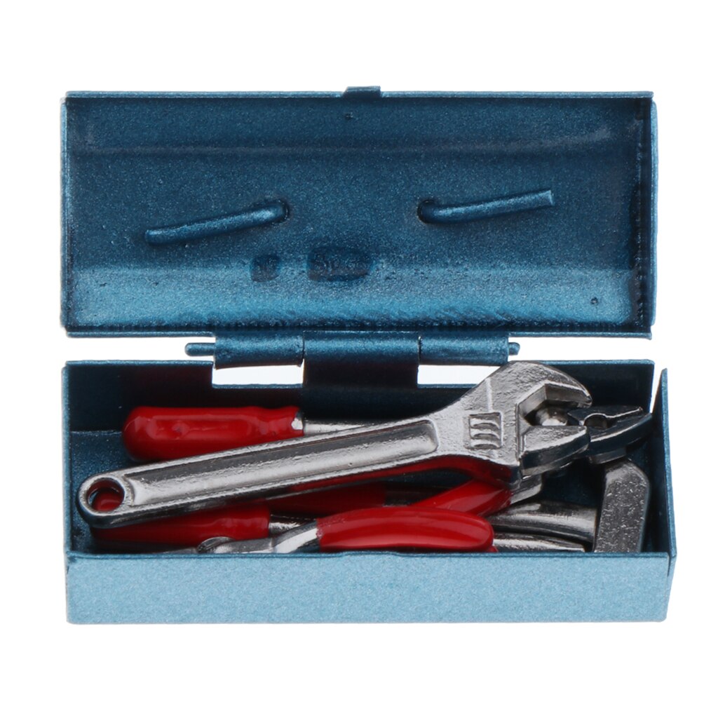 1/12 Casa di bambola In Miniatura 6pcs Caso A Mano Multi-tool Set con Cassetta Degli Attrezzi Da Giardino