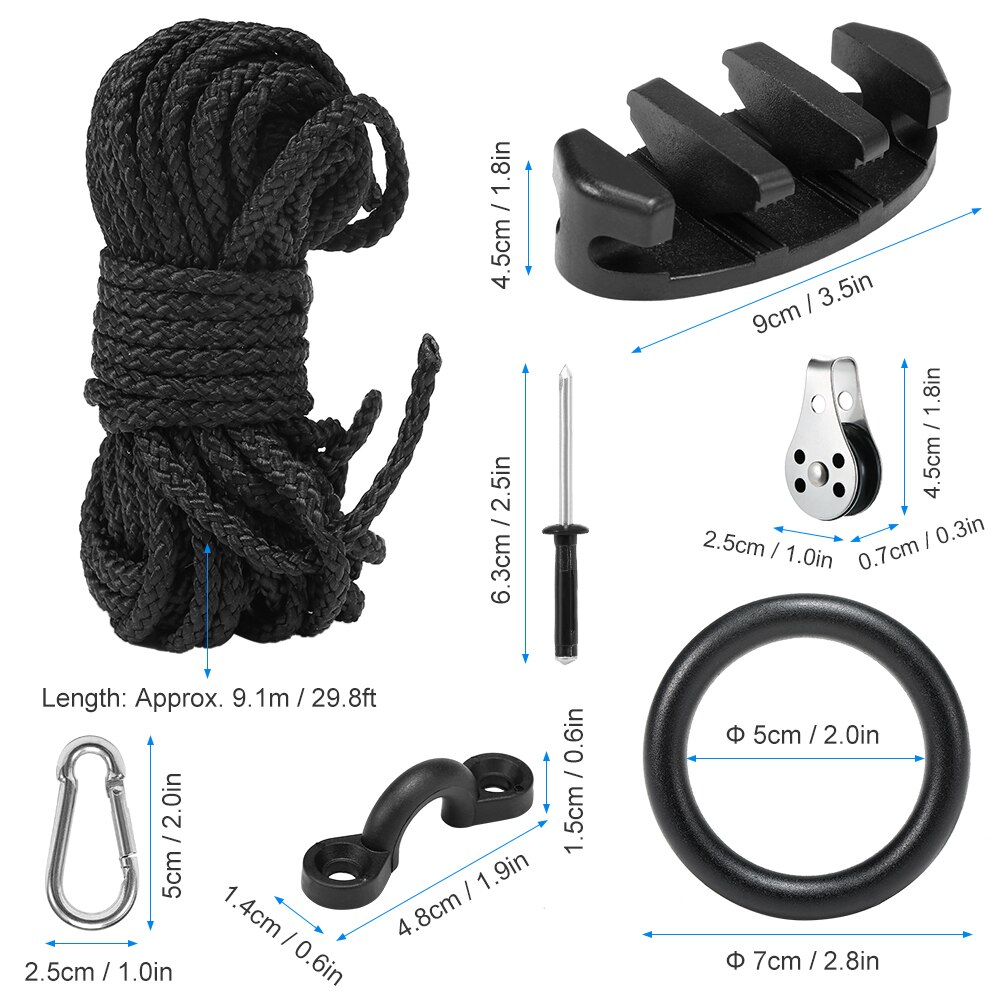 surfing Anchor Trolley Kit Rope Cleat Pulley Rigging Ring for Kayaks Canoes sup board stand up paddle board windsurf surf leash