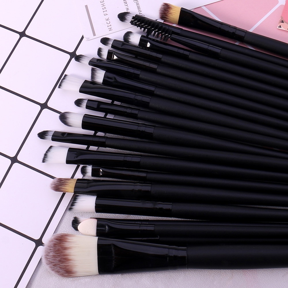 O.twee .o 20 stuks/partij zwarte make-upkwastenset make-upkwastenset foundation poeder shader liner
