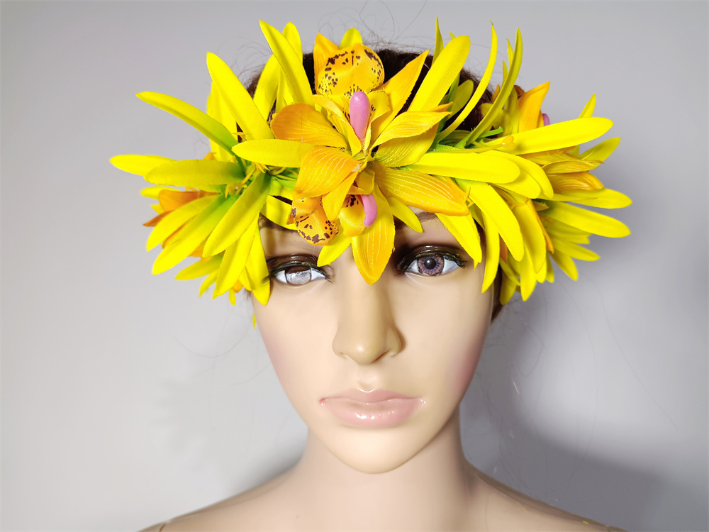 ragno giglio Orchidea Fiore fascia Hula ballerina Ragazza Copricapo Prestazioni per feste Hawaii Ghirlanda Accessori per capelli Vendita calda: Marrone chiaro
