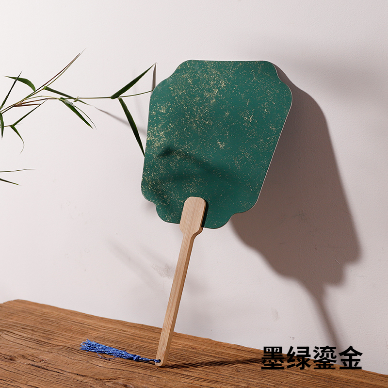 Groep Fan Dikke Rijst Papier Blanco Hand Fan Hand Schilderen Diy Ventilateur Abanicos Para Boda Hanfu Prestaties Props Draagbare: Army Green