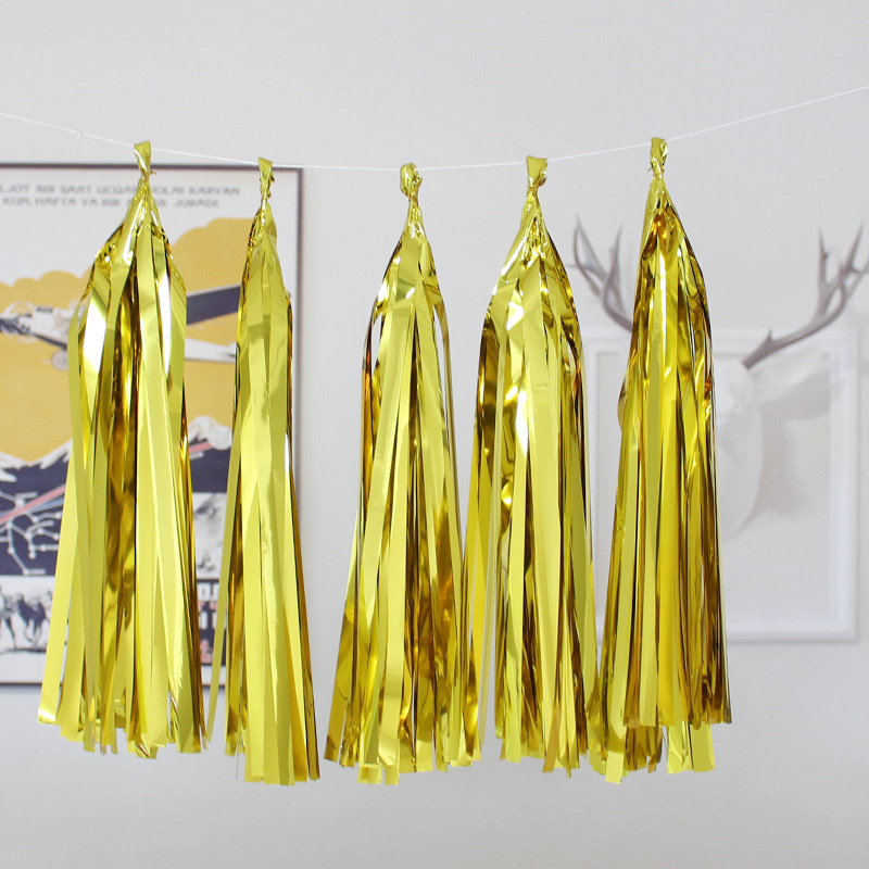 Ballons en ruban à paillettes et pampilles, 5 pièces, guirlande de décoration pour fête d'anniversaire, mariage, banquet, scène, fournitures de décoration: Golden