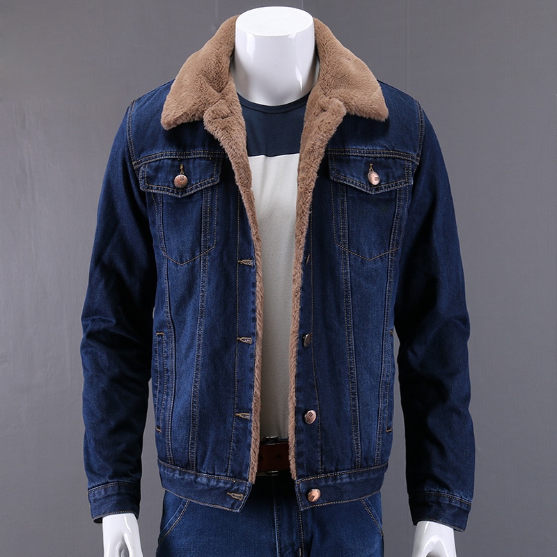 Vinter meget varm slankt mærke denim jakke herre jakke og frakker herre jakke tykt outwear mandlige cowboy s -4xl