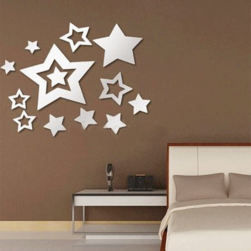 Silver DIY Acrylic Mirror Wall Stickers Love Hearts For Living Room Bedroom Home Decals DIY Acrylic Decoration Wall Stickers