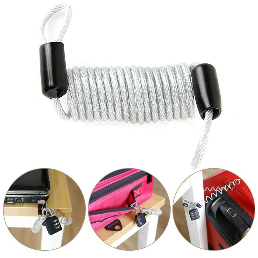 Anti Theft Steel Wire Lock Security Spring Wire Lock for Luggage Bicycle Helmet