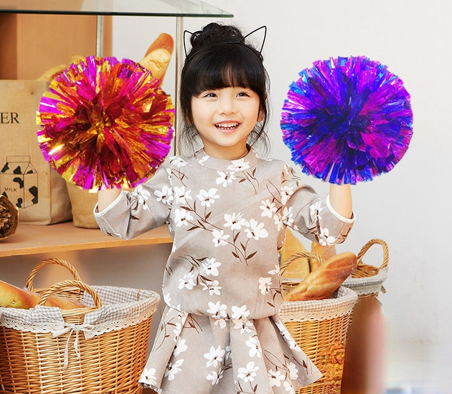 24Cm Cheerleader Pom Poms Sparkly Twee-Vinger Cheerleader Bloem Bal Kinderen Cheer Hand Bloem Cheer Props Sport Bloem bal