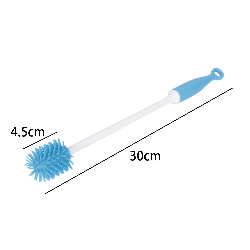 Bottle Brush Food-grade Silicone Cup Cleaning Tools for Washing Milk Bottle Narrow Neck Vase Brush with Long-Non-Grip Handle