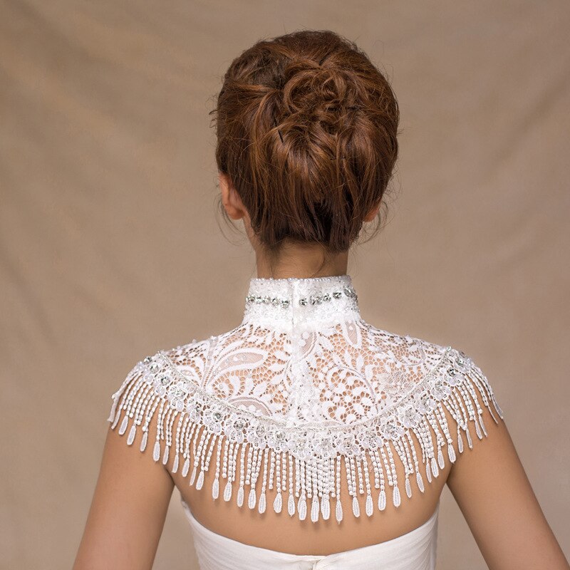 Summer Bridal Jackets Handmade High Neck Wedding Jacket Wedding Accessories Lace Jacket In Stock