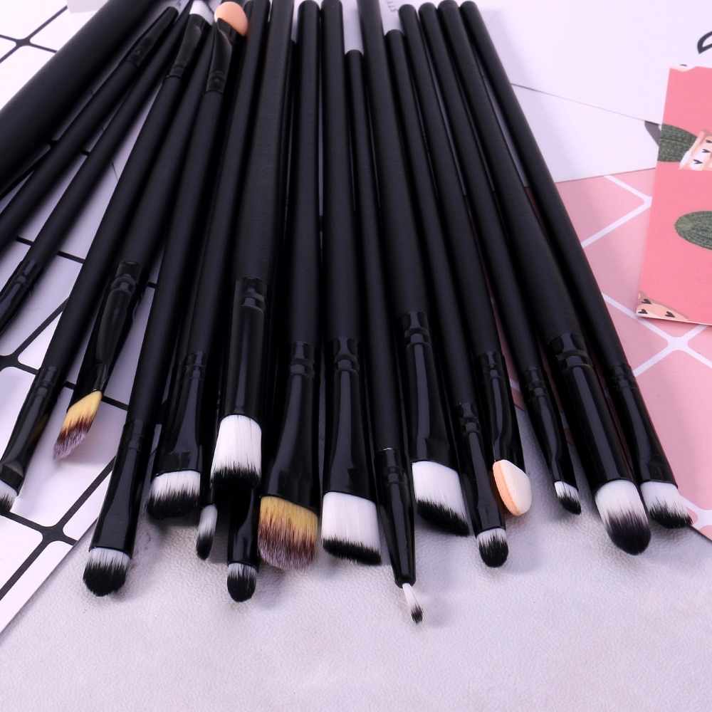 O.twee .o 20 stuks/partij zwarte make-upkwastenset make-upkwastenset foundation poeder shader liner