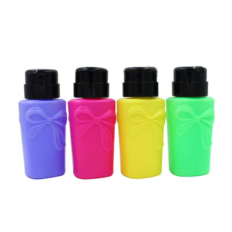 180ml lege flesjes nagellakremover van plastic, lege navulbare dispenserpomp voor vloeibare reiniger, pomp en sprayfles