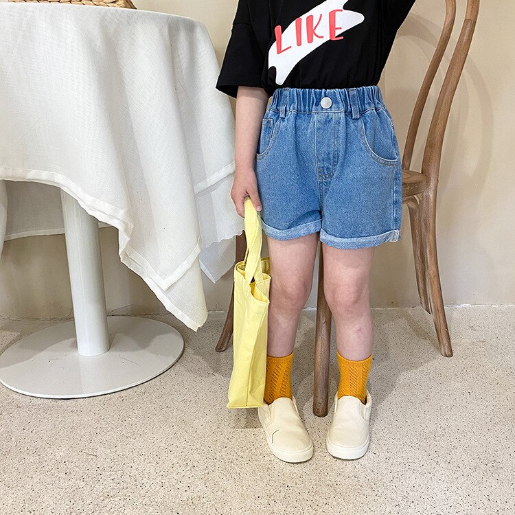 Mädchen sommer gefesselt Jeans-kurze Hose 1-7 jahre mädchen 2 farben alle-spiel kurze Jeans