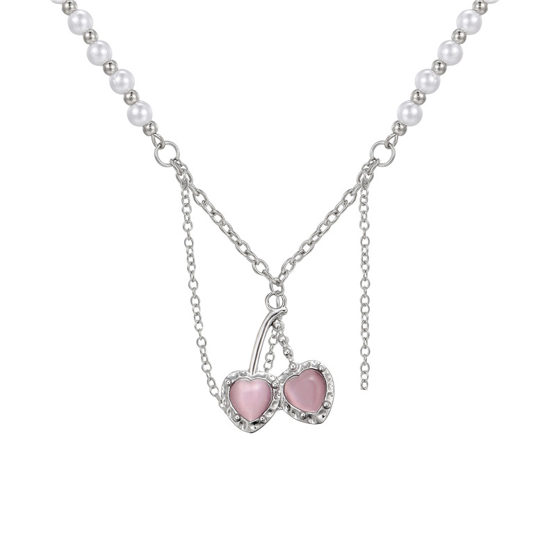 Collier avec pendentif ailes d'ange en cristal rose coréen pour femmes, bijoux minimalistes, chaîne de cou pour filles, flèche de cupidon, 2023: Zinc bleu plaqué