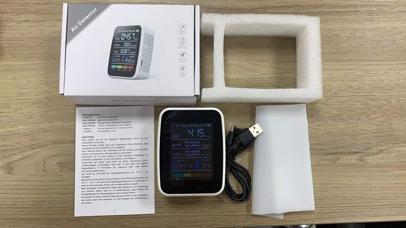 Carbon Dioxide Detector CO2 Detector Indoor Temperature and Humidity Air Monitor