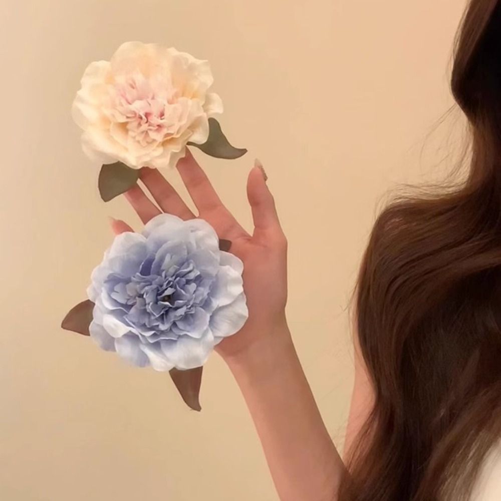 Söt blomma pion blomma hårspänne stora hårspännen håraccessoarer konstgjorda blommor hårnålar bohemiska sidohårspännen bröllop