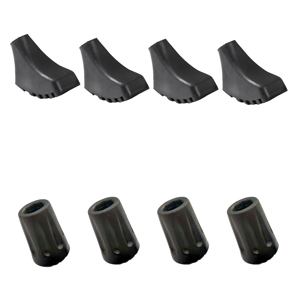 8pcs Walking Sticks Plastic Tips Covers Plastic Crutch Foot Covers Climbing Supplies (Black)