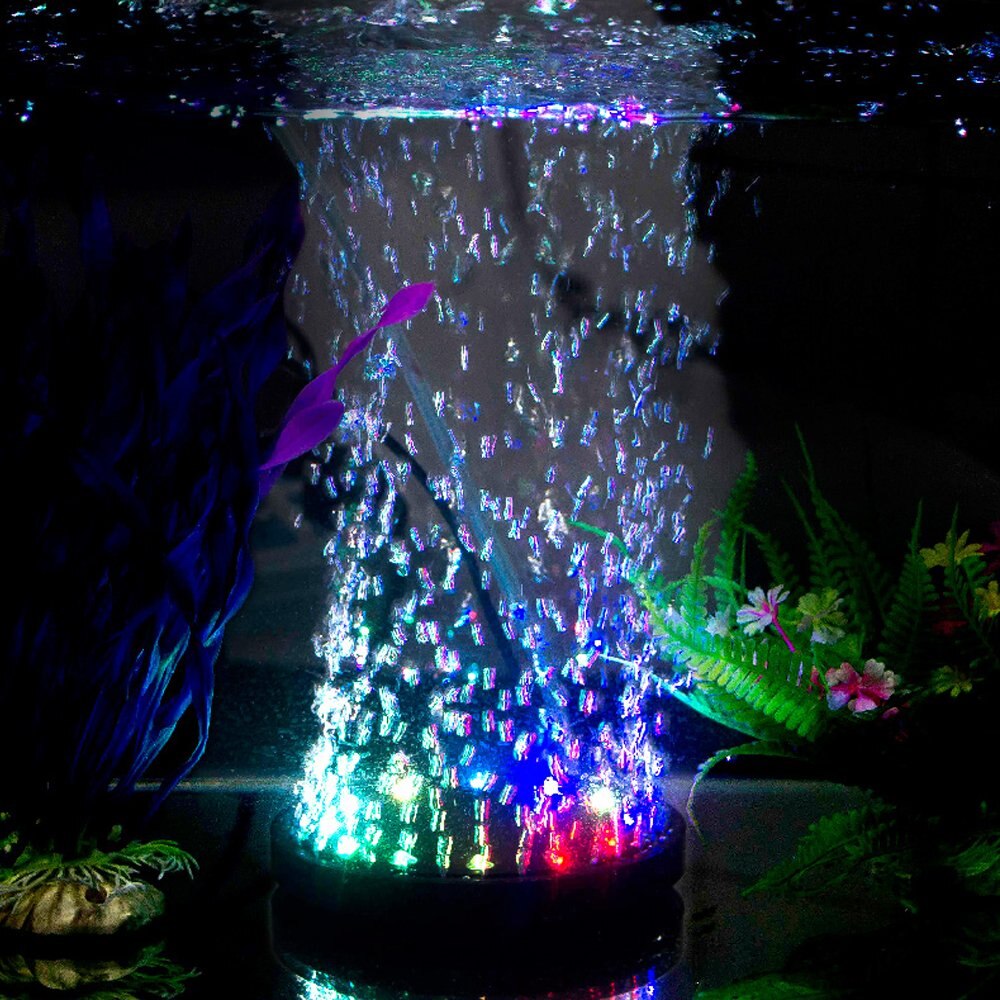 Vattentät led ljus flerfärgad fisk tank lampa under vattnet rgb lampa nedsänkbar mini akvarium lampor bubbla disk lampor