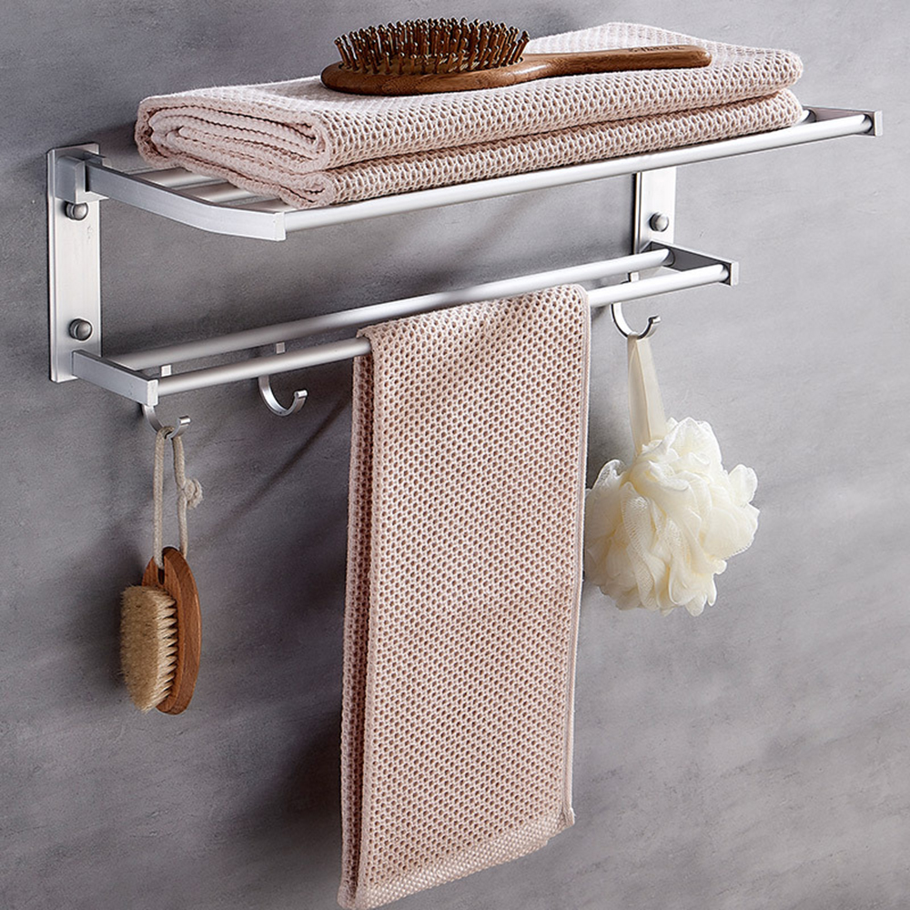 Sponge Holder With Steel Organizer 40cm Bathroom Towel Storage Shelf Stainless Hook Soap Racks Wall Clothes Foldable Mounted