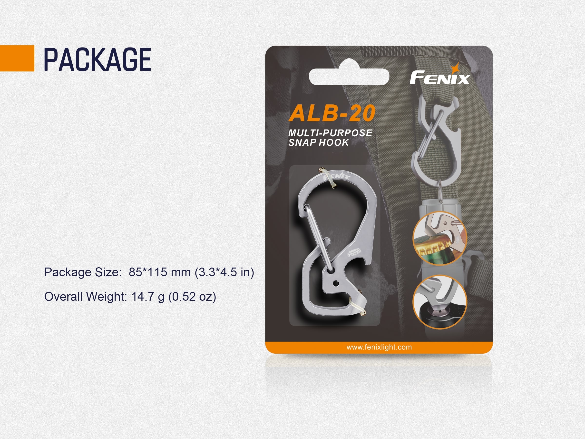 Small Tools Fenix ALB-20 TC4 titanium Multi-purpose Snap Hook