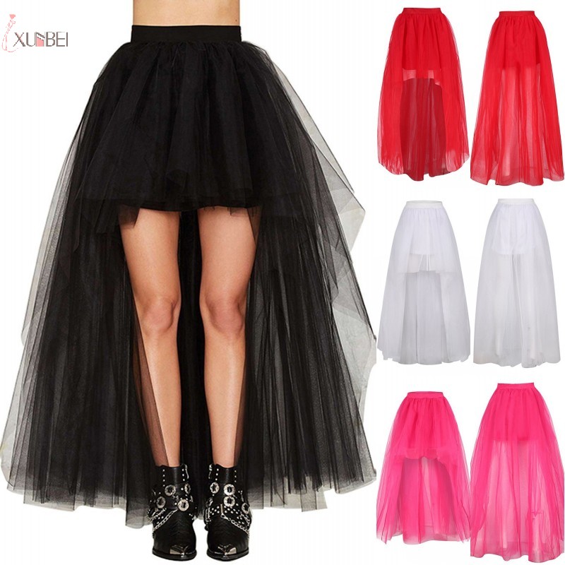 Black Tulle Long Petticoat Rockabilly 3 Layers High Low Woman Tutu Skirt Underskirt Slips Wedding Accessories