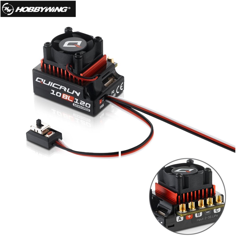 Hobbywing quicrun 10 bl 120 sensori 120a / 10 bl 60 anturi harjaton esc nopeussäädin 1/10 1/12 rc miniautolle