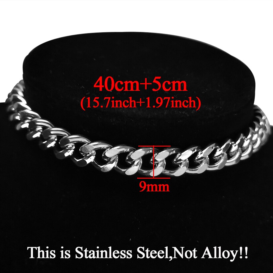 Punk Stainless Steel Choker Necklace For Women Silver Color Short Big Thick Neck Chain Chokers Necklaces Jewelry Neckless: XL778STS40