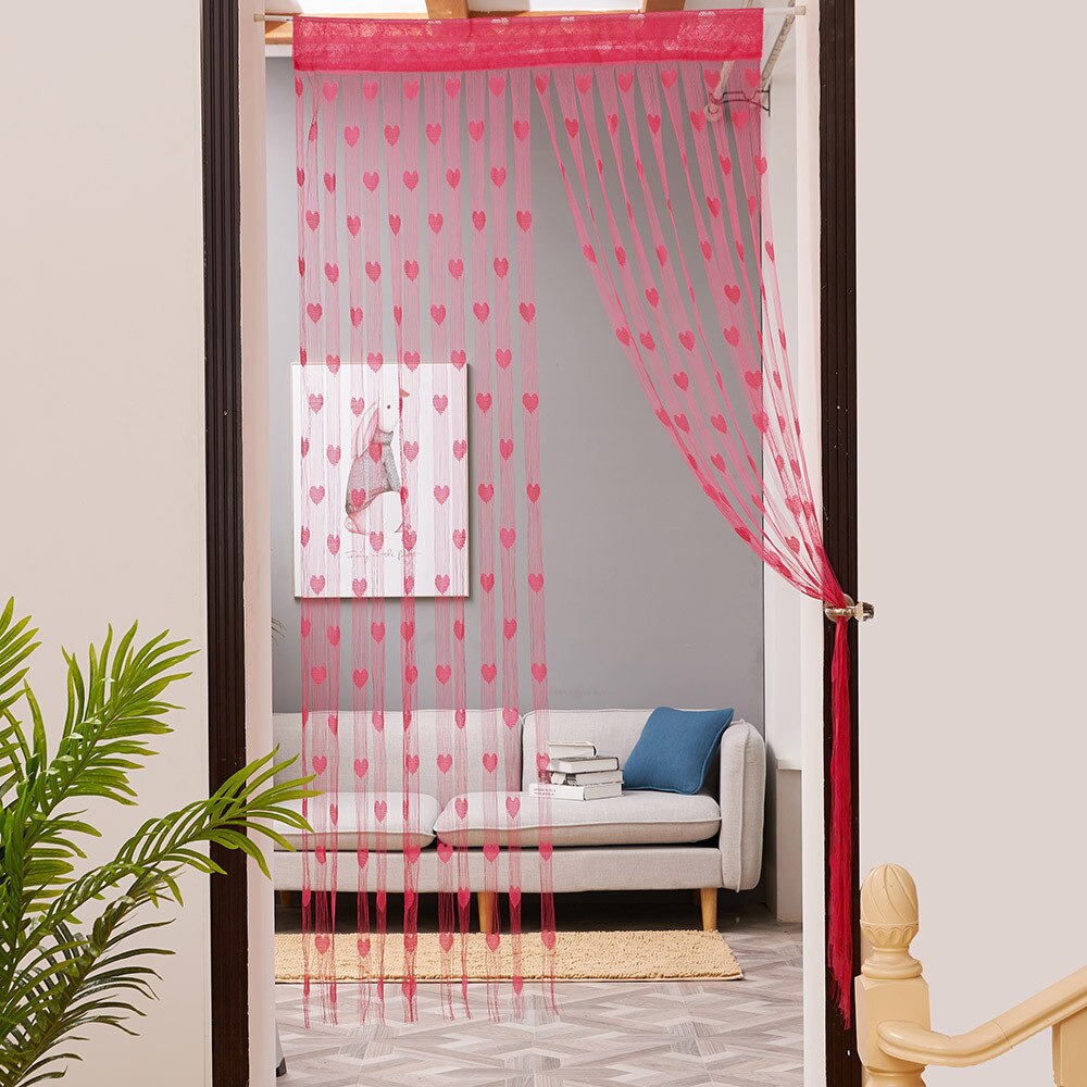 Europäischen Und Amerikanischen Stil String Vorhang Shiny Quaste Linie Vorhänge Für Wohnzimmer Küche Fenster Tür Teiler 50cm x 200cm: Hot Pink