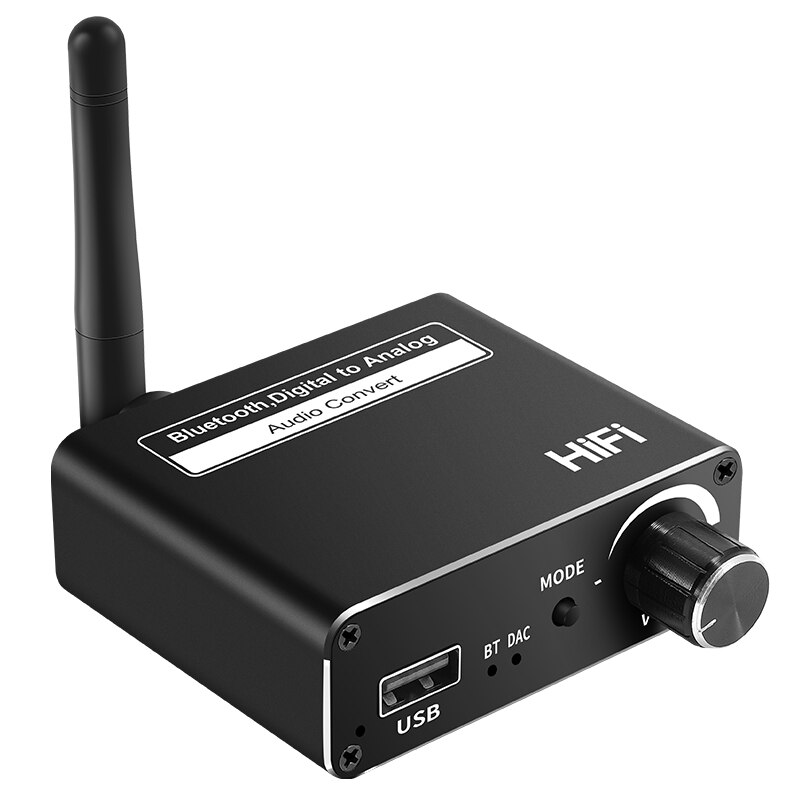 VAORLO-receptor de Audio Digital a analógico, convertidor DAC de fibra óptica Coaxial 3 en 1 compatible con Bluetooth 5,0, adaptador auxiliar de 3,5mm: Default Title