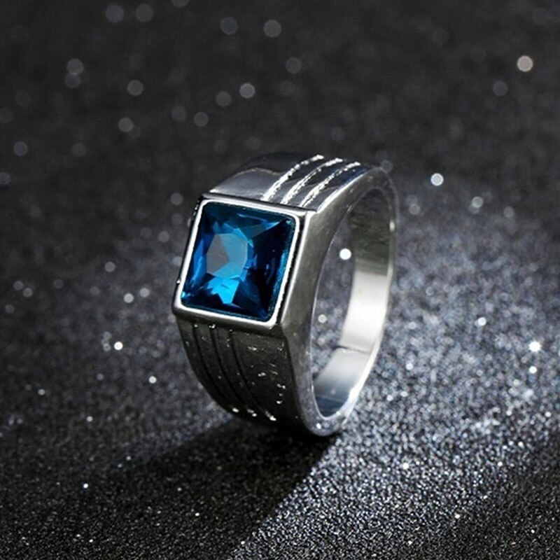 Hochzeit Ring klassische blau zirkon edelstahl herren Ring Party zubehör jahrestag schmuck