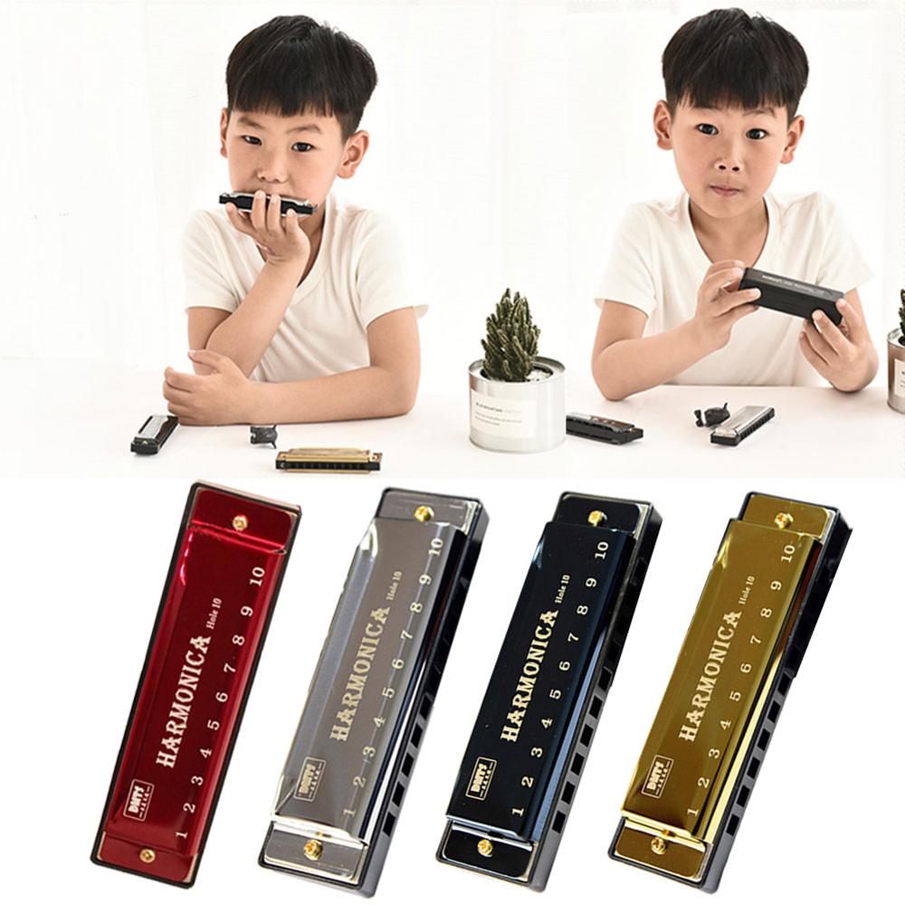 10 Holes Key of C Blues Harmonica Musical Instrument Educational Toy with Case
