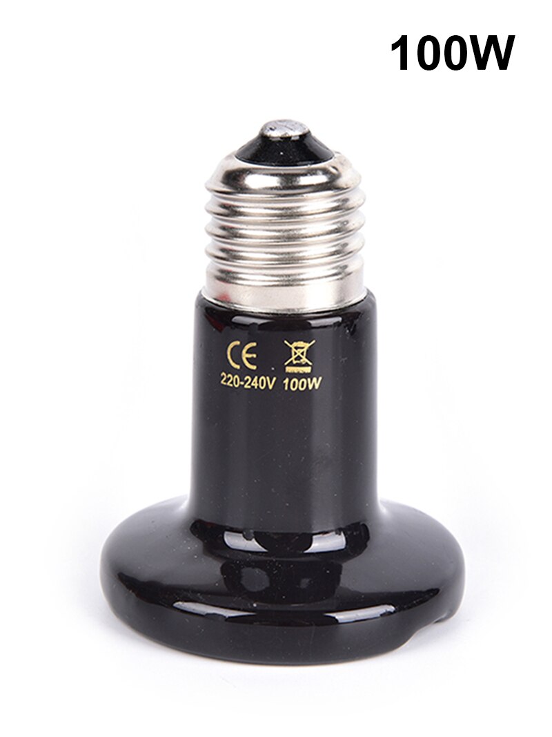 Black Infrared Ceramic Emitter Heat Light Bulb Reptile Heat Lamp Pet Brooder 220-240V Touch Lamp For Chameleon Cage Snake Tank: 100W lamp