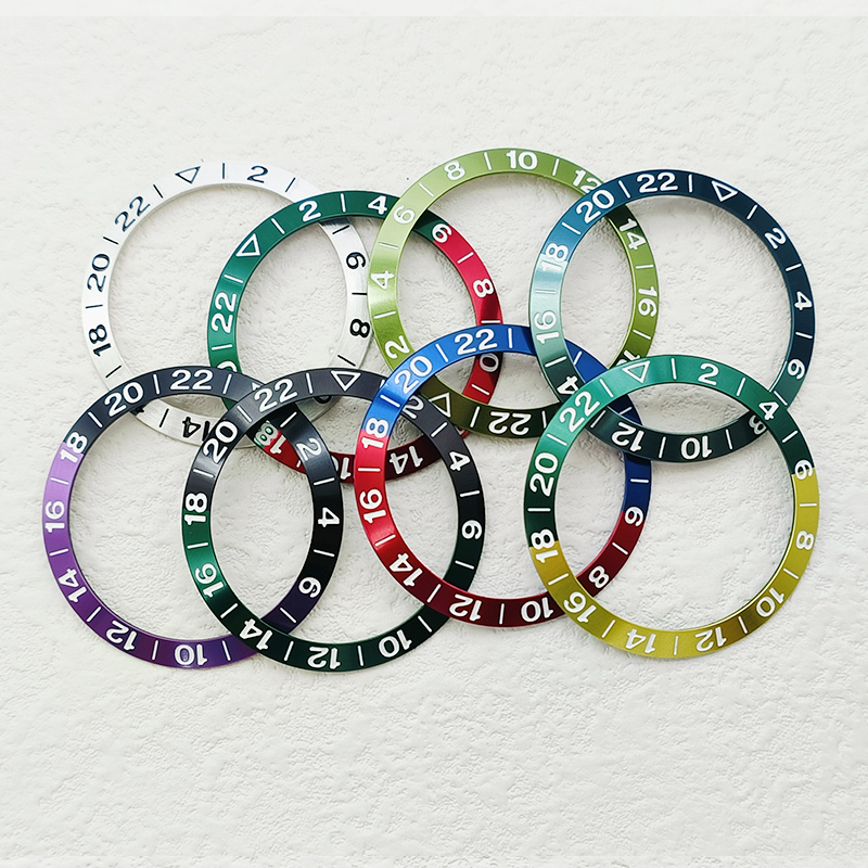 38Mm Gebogen Aluminium Horloge Bezel Insert Ring Past Nh35 Nh36 Skx007 Skx009 Gmt Sub Horloge Case 2-22 Horloge Ring Vervangt Onderdelen