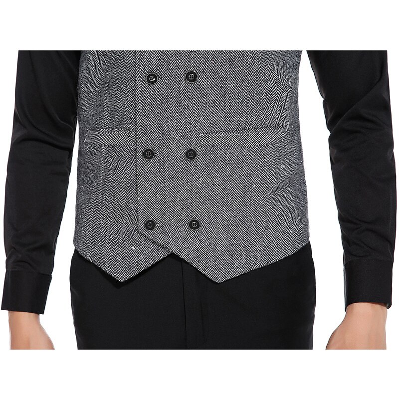 Gilet croisé pour homme, gilet de costume formel gris, gilet de costume slim business, hauts homme printemps