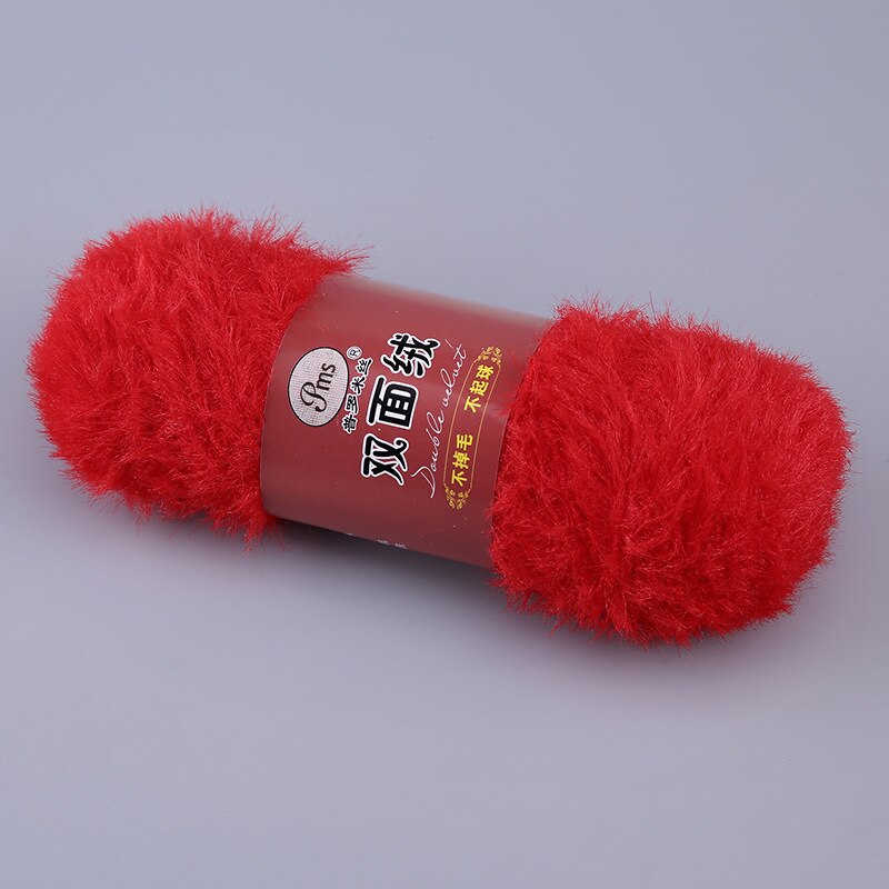 100g/ pelotes de fil à tricoter à la main double face à poils longs en vison doux et cachemire, 100%  fils à crocheter en nylon  jk497 fausse fourrure, corail et velours: 4