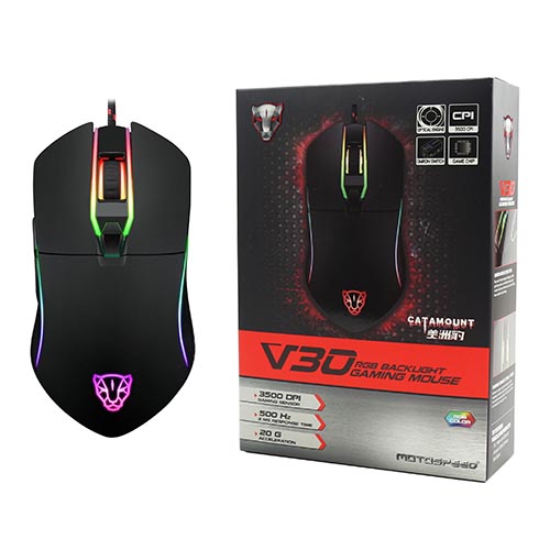 Motospeed – souris optique de jeu V30 RGB, 3500 DPI, rétroéclairée, éclairage LED, pour PC et jeu Gamer: Default Title