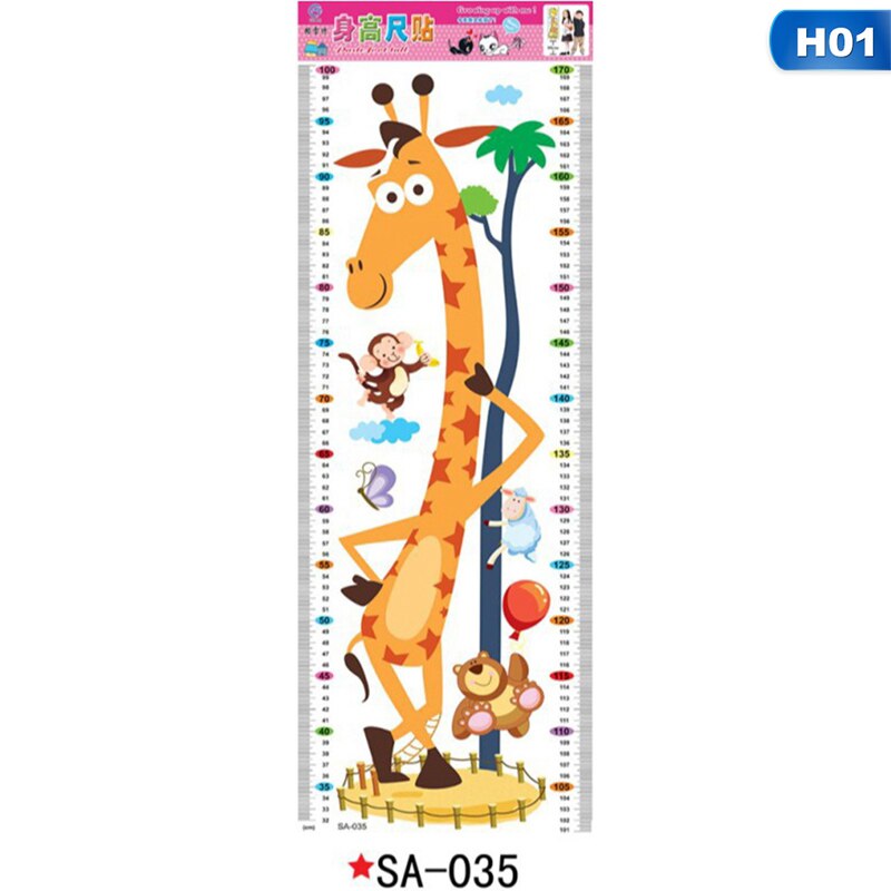 Tegneserie mål wallstickers til børneværelser giraf abe højde synsstyrke diagram lineal mærkater børnehave indretning: 1