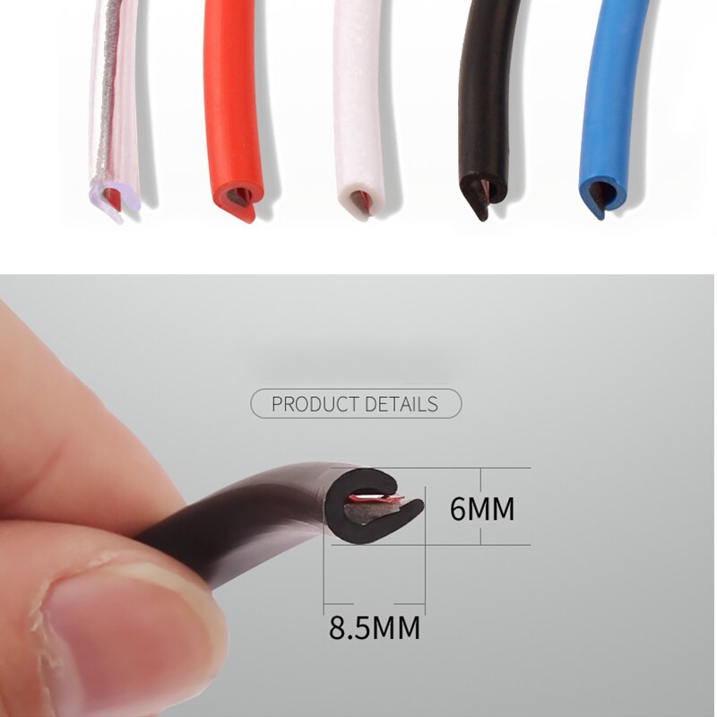 Tiras protectoras para bordes de goma para puerta de coche, molduras de puertas laterales, Protector de arañazos adhesivo para vehículo, 5M