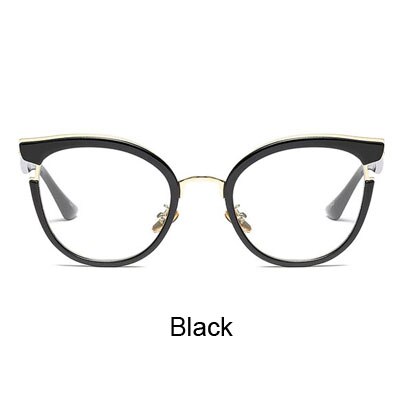 Ralferty Ladies Cat Eye Glasses Vintage Black Optical Eyeglasses Frames Women Eyewear Frame oculos de grau gafas F97551: Black
