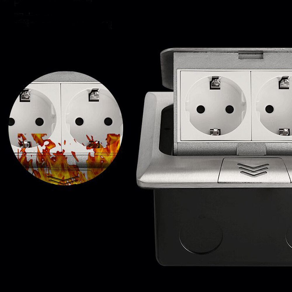 16A EU Standard Quick Pop Up Floor Socket Aluminum Internet Sockets 2 Way Sockets Electrical Switches Power Outlet