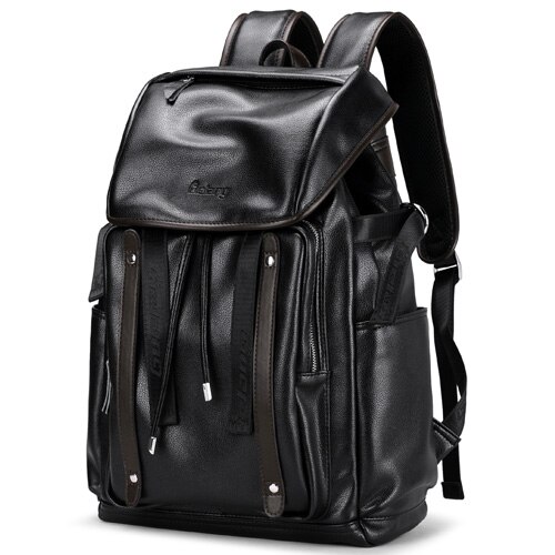 LIELANG Mochila de cuero de los hombres a prueba de agua 15,6 pulgadas portátil mochilas para adolescente casuales de los hombres plástico Mochila para hombre, Mochila bolsa: LN2184-4 black