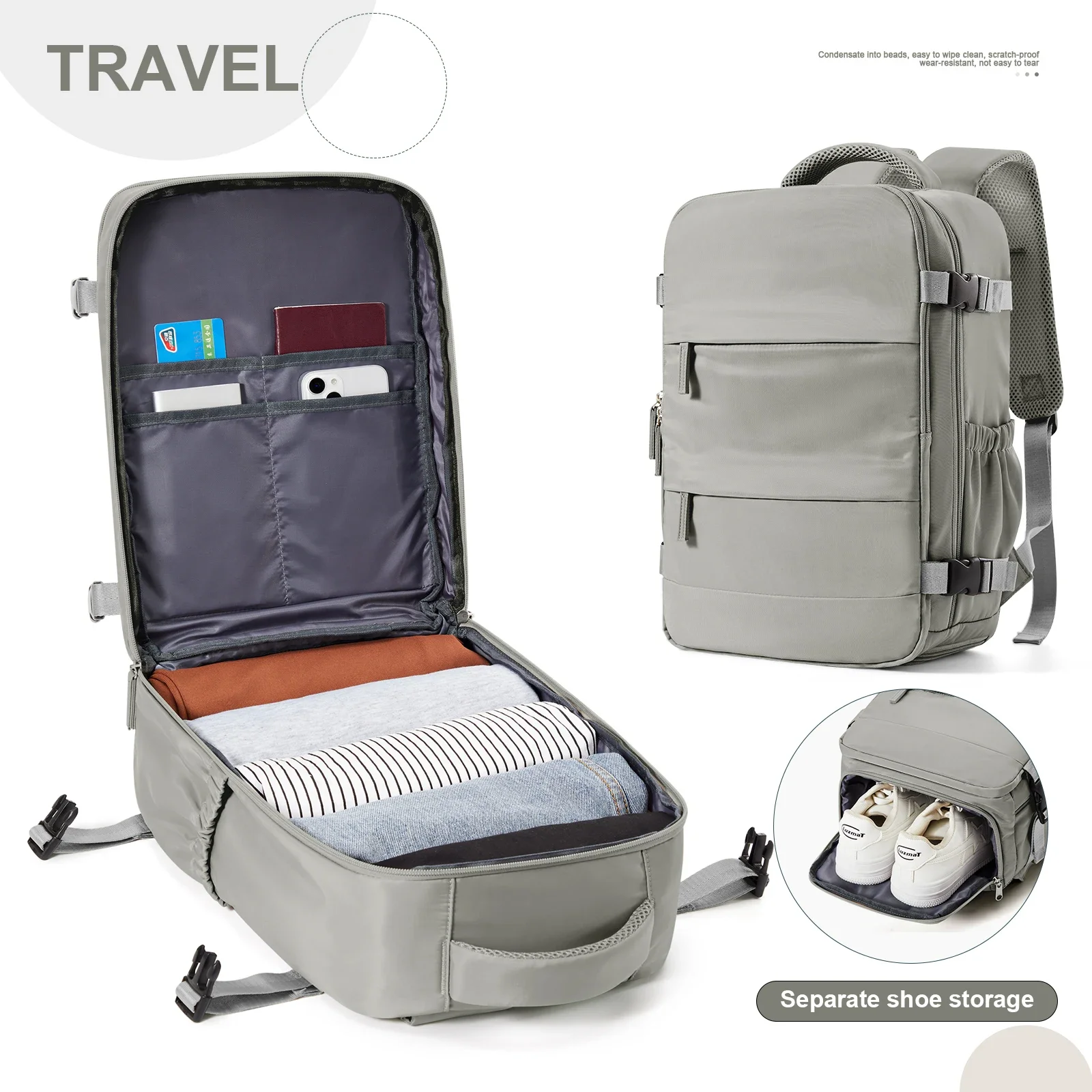Ryanair mochila 40x20x25 cabine saco de viagem mochila para homens mulheres bagagem de mão lazer portátil mochila para viaje cabina: Bege