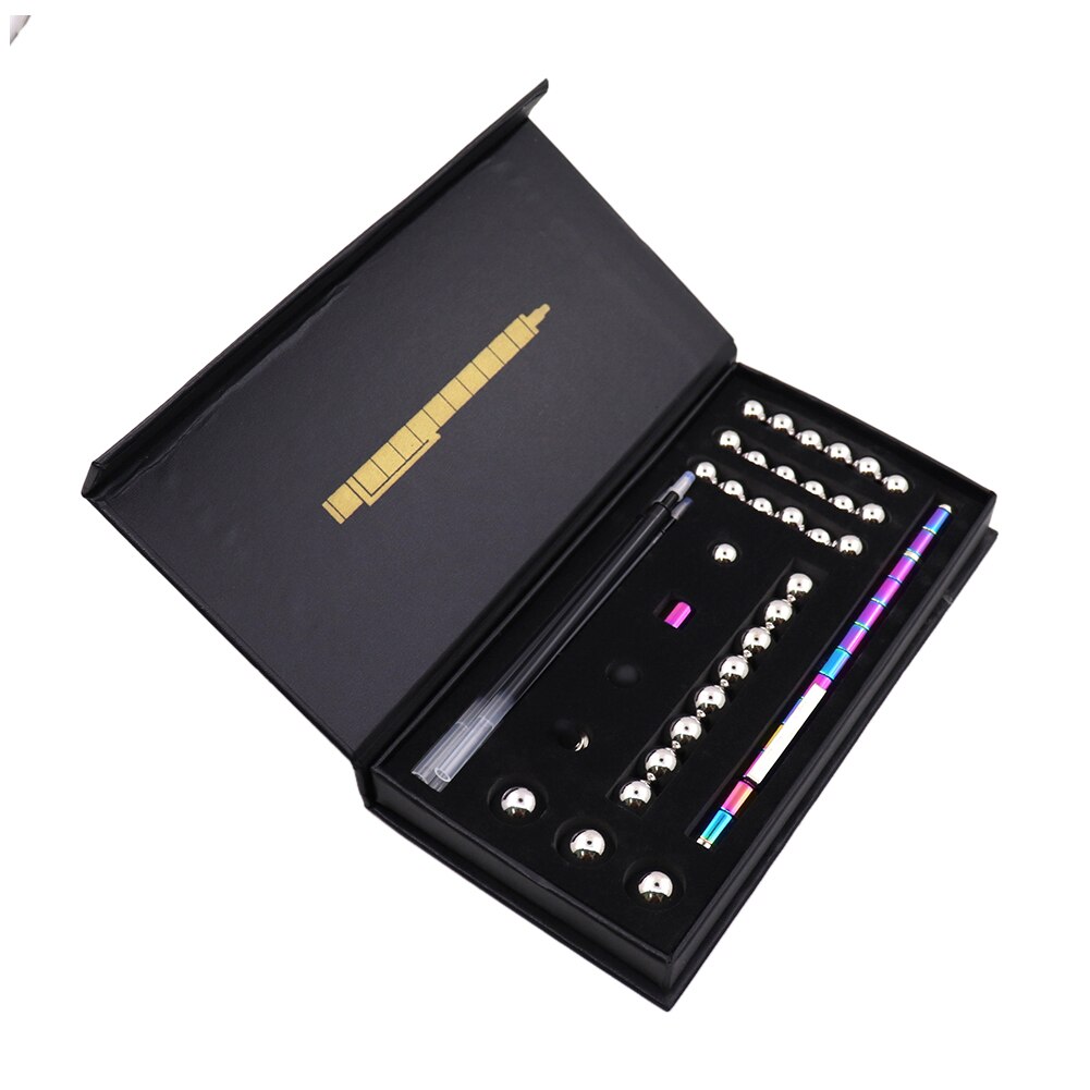 Magnetic Pen And Fun Metal Magnetism Pressure Relief Pen Magnet Water-Based Pen Box Fun Magnet Pen: L box colorful