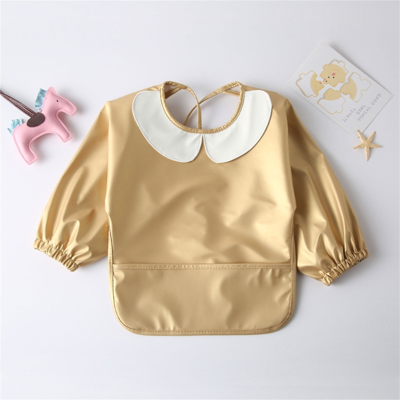 Waterdichte Pu Baby Bib Burp Doek Met Voedsel Pocket Zuigelingen Kinderen Lange Mouw Voeden Tekening Kiel Schort Jongens Meisjes Stuff