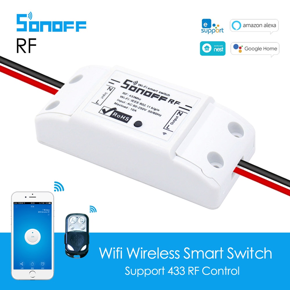 Sonoff Rf Wifi Schakelaar 433 Mhz Rf App Controle Smart Home Automation Werken Met Alexa Google Thuis