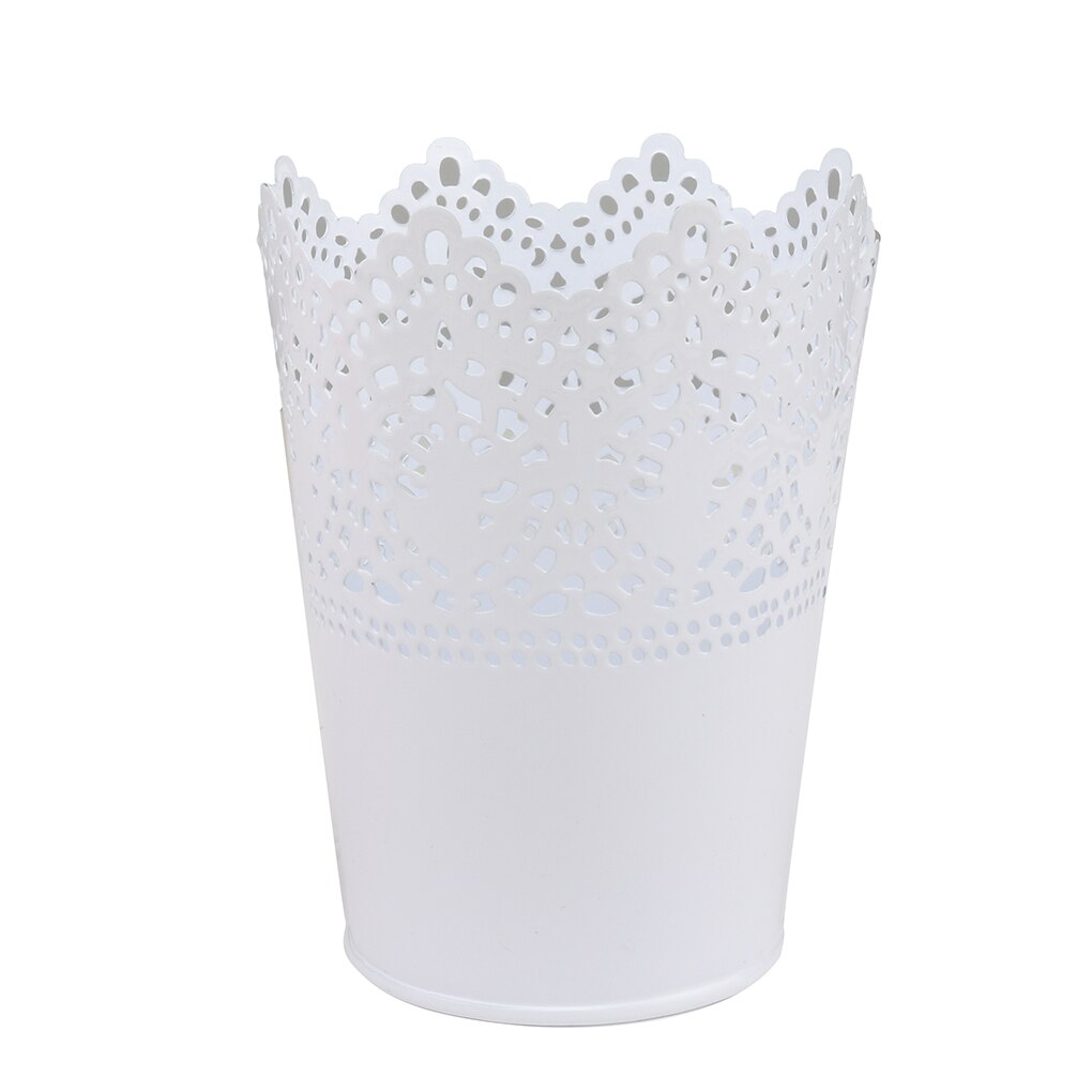 Maceta clásica de encaje para flores, soporte para escritorio, maceta de hierro para flores, maceta para plantas de Color sólido, herramientas de decoración de jardín para el hogar con bandeja: 05